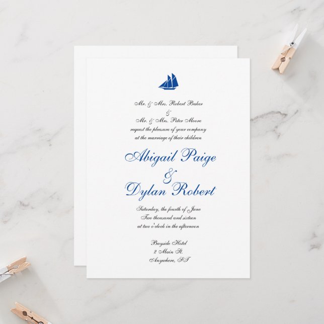 "On the Sea" Wedding Invitations (Front/Back In Situ)