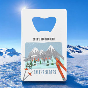 On The Slopes Snow Ski Bachelorette Favours Credit Card Bottle Opener