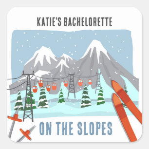 On The Slopes Snow Ski Bachelorette Weekend Square Sticker