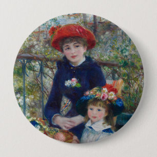 On the Terrace, Impressionist Portrait, Renoir 4 Inch Round Button