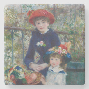 On the Terrace, Impressionist Portrait, Renoir Stone Coaster