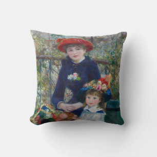 On the Terrace, Impressionist Portrait, Renoir Throw Pillow