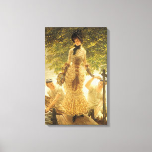 On The Thames by James Tissot, Vintage Realism Canvas Print