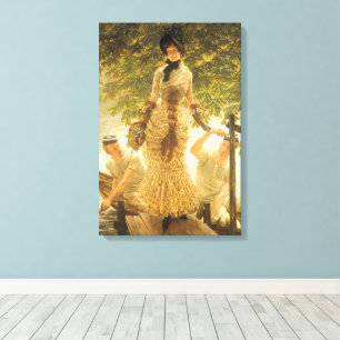 On The Thames by James Tissot, Vintage Realism Canvas Print