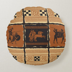 on the theme of Ancient Greece in form of a set o Round Pillow