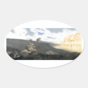 On the Way to Troll Castle Oval Sticker