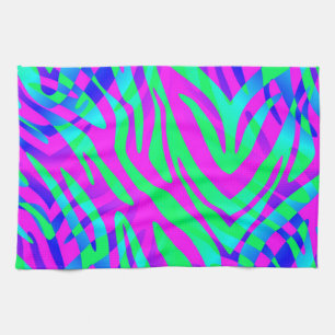 On the Wild Side, Colourful Abstract Zebra Print Kitchen Towel