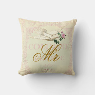 On the Wings of a Dove "Mr" Throw Pillow