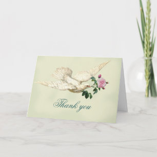 On the Wings of A Dove, pale sage green, thank you Card