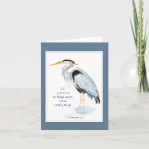 On things above Bible Inspirational Quote Heron Card