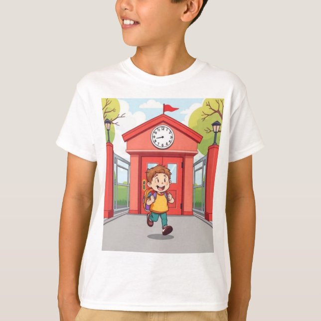 On Time and Ready – Back to School Kids T-Shirt (Front)