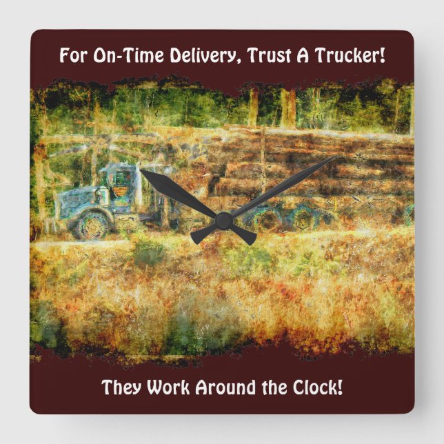 On Time Delivery Logging Truck Wall Clock (Front)