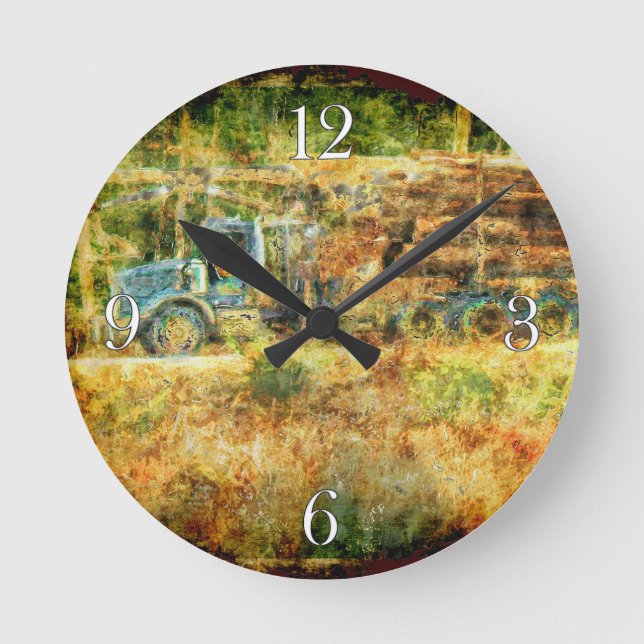 On Time Delivery Logging Truck Wall Clock (Front)