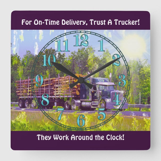 On Time Delivery Logging Truck Wall Clock (Front)