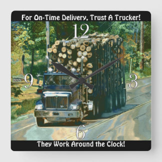 On Time Delivery Logging Truck Wall Clock