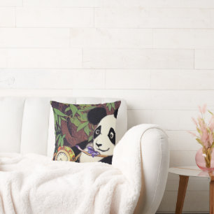 On Time Panda- Throw Pillow