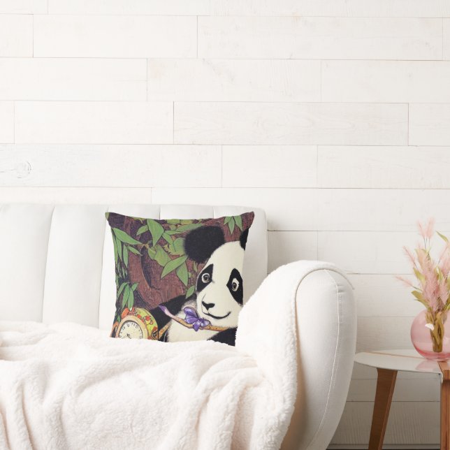 On Time Panda- Throw Pillow (Couch)
