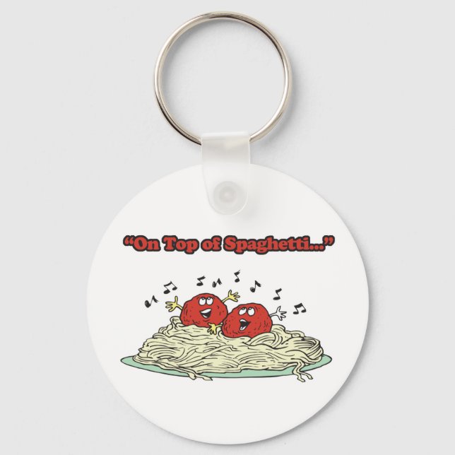 on top of spaghetti singing meatballs keychain (Front)