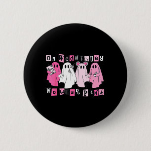 On Wednesday We Wear Cute Pink Ghost Halloween 2 Inch Round Button
