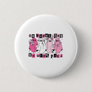 On Wednesday We Wear Cute Pink Ghost Halloween  2 Inch Round Button