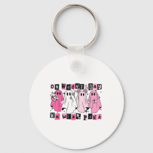 On Wednesday We Wear Cute Pink Ghost Halloween  Keychain