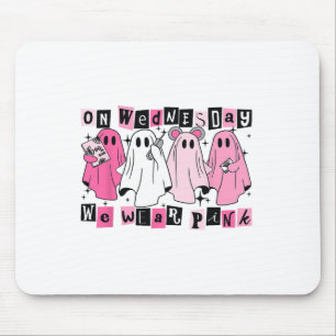 On Wednesday We Wear Cute Pink Ghost Halloween  Mouse Pad