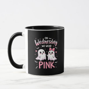 On Wednesday We Wear Pink Spooky Halloween Skull Mug
