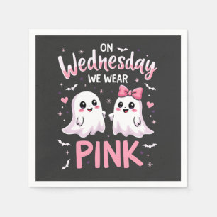 On Wednesday We Wear Pink Spooky Halloween Skull Napkin