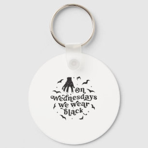 On Wednesdays We Wear Black Retro Halloween _1  Keychain