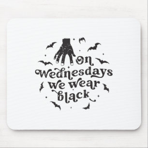 On Wednesdays We Wear Black Retro Halloween _1  Mouse Pad
