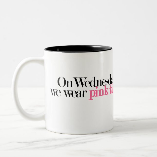 On Wednesdays We Wear Pink Tights Mug (Left)
