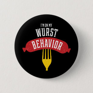 On Wurst Behaviour Oktoberfest Foodie 2 Inch Round Button