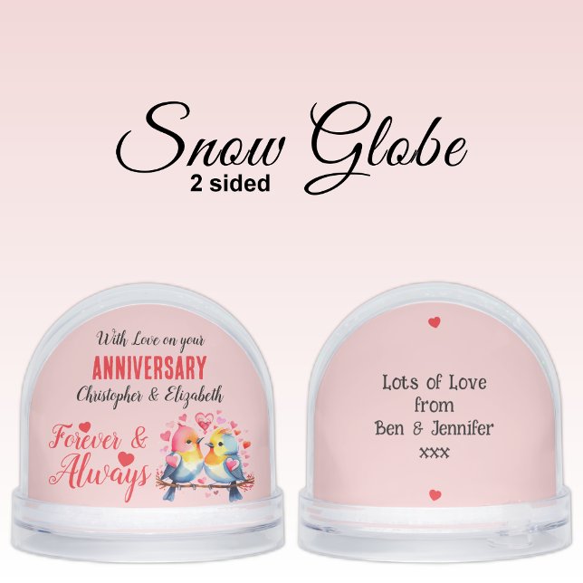 On your anniversary bird lovers names pink red snowglobe (Creator Uploaded)
