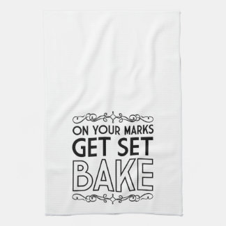 On Your Marks Get Set Bake (Black) Kitchen Towel