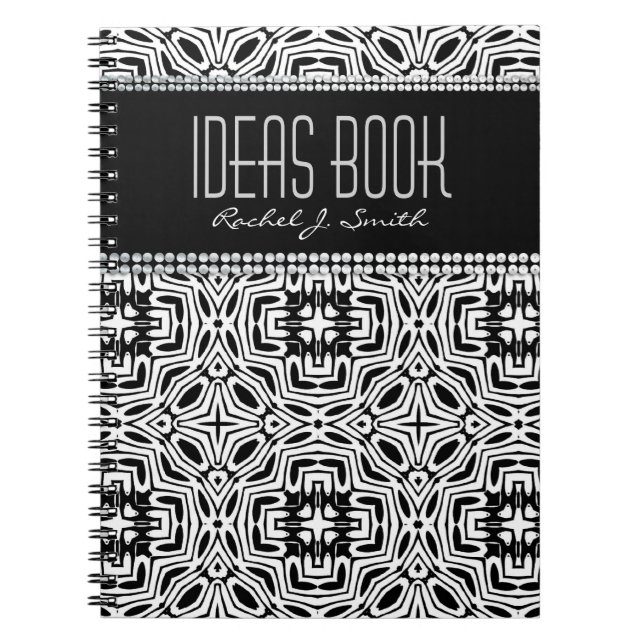 Onali : Tribal Black White Pattern Custom Notebook (Front)