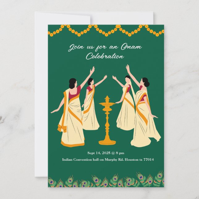 onam celebration invitation  (Front)