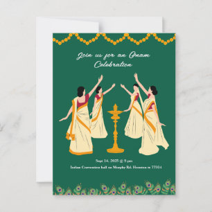 onam celebration invitation  postcard