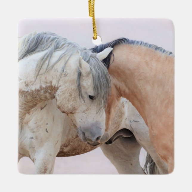 Onaqui Wild Horses Glass Ornament (Front)