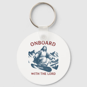 Onboard With The Lord – Snowboarding Jesus On Snow Keychain