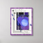 Once In A Blue Moon Art Deco Purple Romantic Poem Canvas Print<br><div class="desc">An abstract Art Deco inspired original painting by Leslie Sigal Javorek in shades of pale grey, black & purples that's further adorned w/the brief, wistful prose (also by Leslie): "Once in a Blue Moon, the planets align and the guardian of my heart opens the gate. Will you be there?" Also...</div>