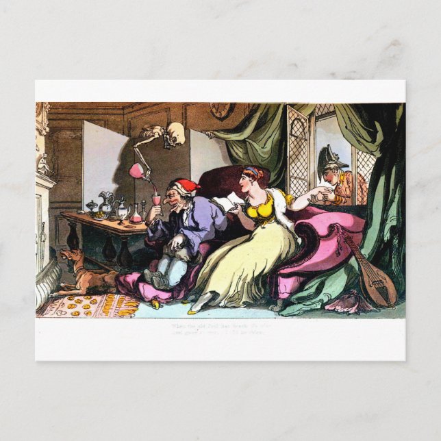 Once the Old Fool has Drank his Wine postcard (Front)