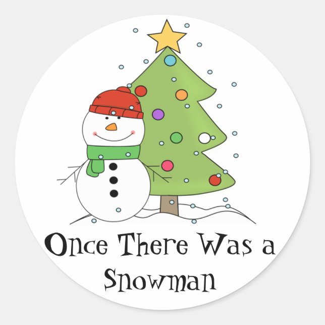 Once There Was a Snowman LDS Primary Christmas Classic Round Sticker (Front)