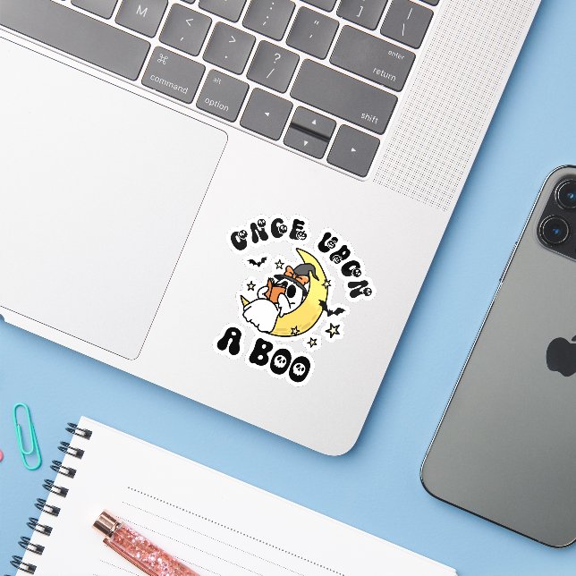Once Upon a Boo Cute Ghost Reading Halloween (Laptop w/ iPhone)