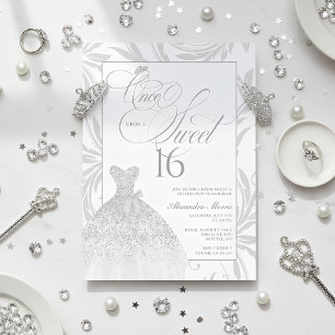 Once Upon a Sweet 16 Silver Princess Birthday Invitation