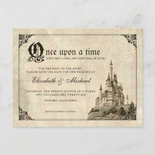 Once Upon a Time   Fairy Tale Castle Save the Date Postcard