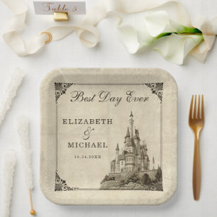 Once Upon a Time Fairy Tale Castle Wedding Paper Plate