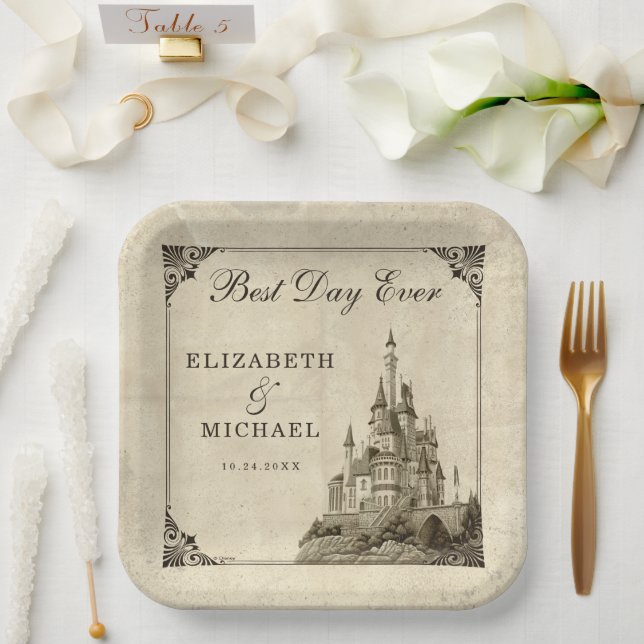 Once Upon a Time Fairy Tale Castle Wedding Paper Plate (Wedding)