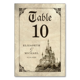 Once Upon a Time Fairy Tale Castle Wedding Table Number