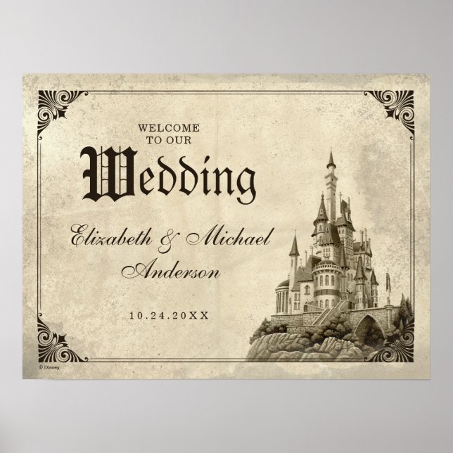 Once Upon a Time Fairy Tale Castle Wedding Welcome Poster (Front)