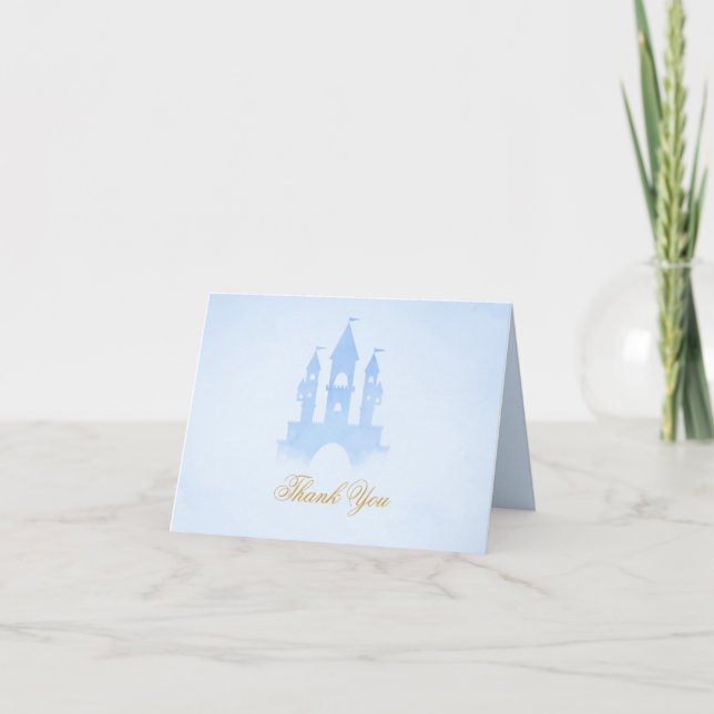 Once Upon A Time Fairytale Castle Boy Baby Shower Thank You Card (Front)